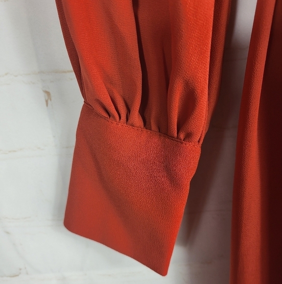 Baltic Born Celine Faux Wrap Long Sleeve Chiffon Bridesmaid Dress Rust Red Small - Picture 5 of 11